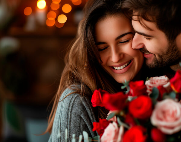 Love forever. Excited and happy couple in love are hugging, kissing and celebrating the St Valentines day. Celebration, holidays and gifts concepts. St Valentines dat. Lovers day Love forever. Excited and happy couple in love are hugging, kissing and celebrating the St Valentines day. Celebration, holidays and gifts concepts. St Valentines dat. Lovers day